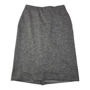 UNIQLO Womens Wool Blend Lined Pencil Skirt Grey Pockets Office Back Slit Sz XS
